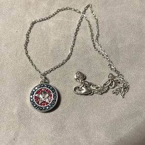 Brighton Americana Patriotic American Flag Red Blue Swarovski Crystal Necklace